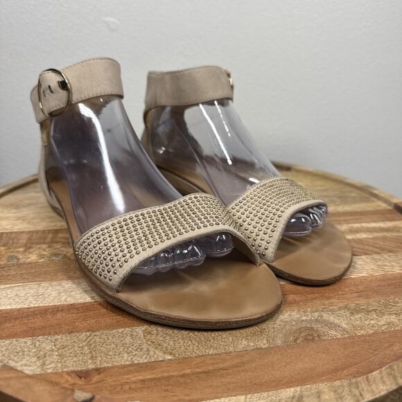 Paul Green Sandals Flats Ankle Strap‎ Stud Embellished Upper Gold Hardware US 9 - Picture 1 of 14